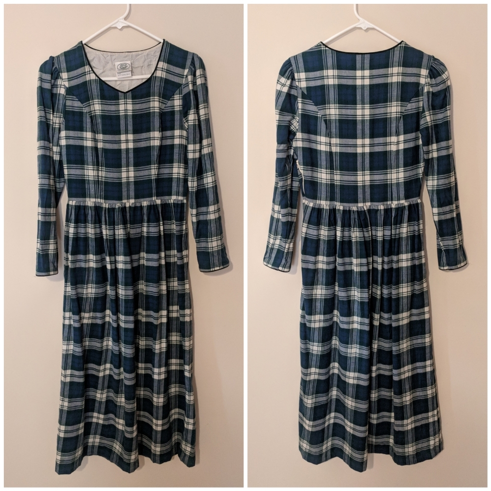Vintage Laura Ashley wool blend plaid dress